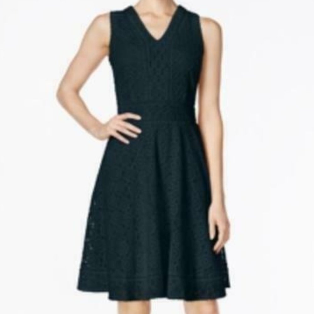 NWT Charter Club Petite Lace Fit & Flare Dress, Size PM, #556H